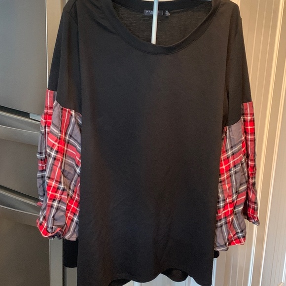 Hannah plus size wide‎ arm plaid sweatshirt. Gently preowned - Picture 1 of 5